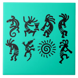 Zuidwestelijke Petroglyph Kokopelli Turquoise Tegeltje
