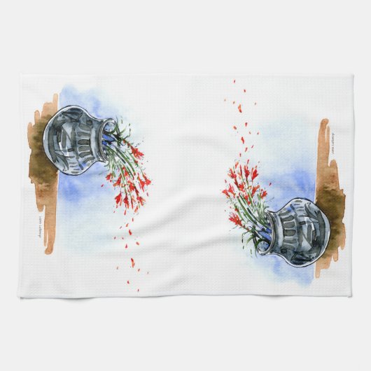 Zuidwestelijke pot met wilde penselen van Indische Theedoek (Horizontaal)