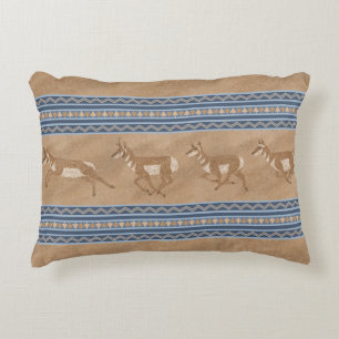Zuidwestelijke Pronghorn Antelope Blauwe en Bruine Accent Kussen