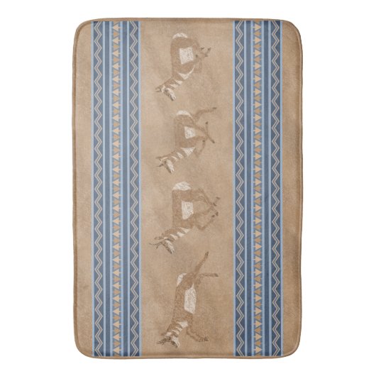 Zuidwestelijke Pronghorn Antelopes Blauwe Rand Badmat (Voorkant Verticaal)