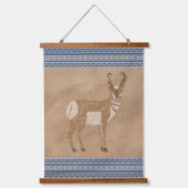 Zuidwestelijke Pronghorn staande antilope blauwe r Hangend Wandkleed (Voorkant)
