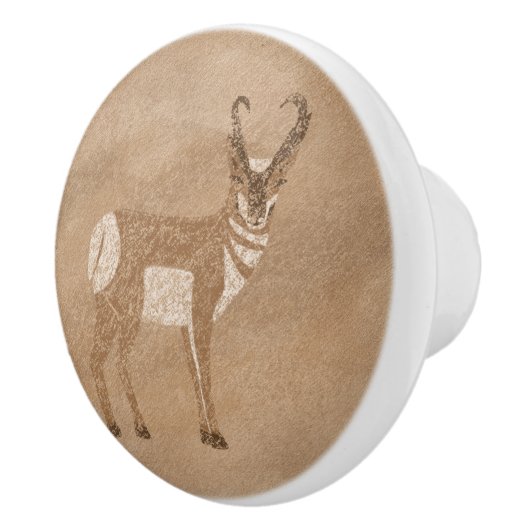 Zuidwestelijke Pronghorn staande antilope Petrogly Keramische Knop (Rechts)
