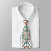 Zuidwestelijke Rust Turquoise Line Drawing Pattern Stropdas (Gebonden)