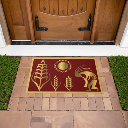 Zuidwestelijke Springtime Gold Kokopelli Rug Deurmat (Buiten)