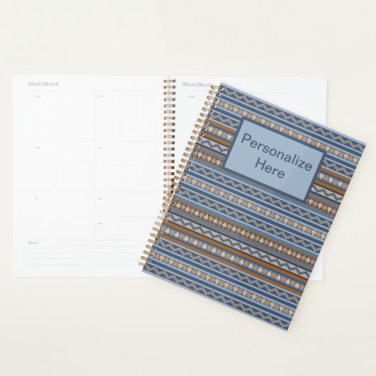 Zuidwestelijke Stijl Blauw Bruin Geometrisch Geper Planner (Display)
