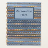 Zuidwestelijke Stijl Blauw Bruin Geometrisch Geper Planner (Voorkant)