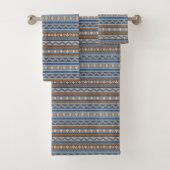 Zuidwestelijke Stijl Blauw en Bruin Geometrisch Pa Bad Handdoek (Insitu)
