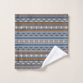 Zuidwestelijke Stijl Blauw en Bruin Geometrisch Pa Bad Handdoek (Wasdoekje)