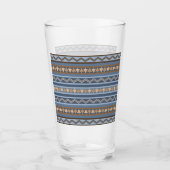 Zuidwestelijke Stijl Blauw en Bruin Geometrisch Pa Glas (Voorkant)