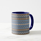 Zuidwestelijke Stijl Blauw en Bruin Geometrisch Pa Mok (Voorkant rechts)
