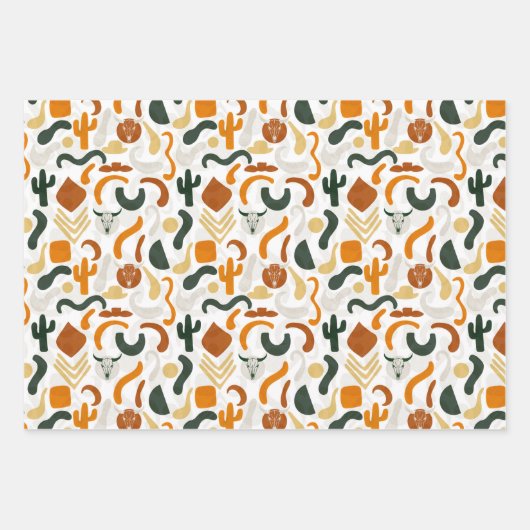 Zuidwestelijke stijl cowboy cactus stier schedel inpakpapier vel (Voorkant 2)