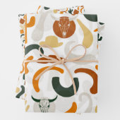 Zuidwestelijke stijl cowboy cactus stier schedel inpakpapier vel (In situ)