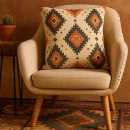 Zuidwestelijke Terracotta en Houtskool Diamant Kussen