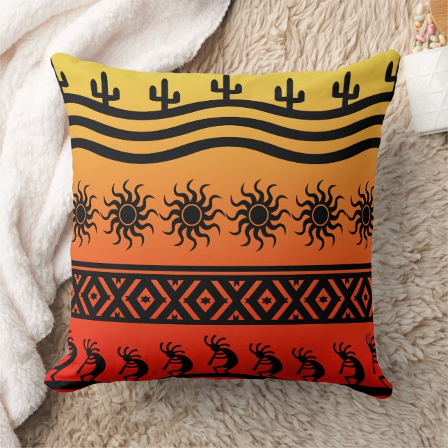 Zuidwestelijke Tribal Woestijn Zon Cactus Kokopell Kussen (Deken)