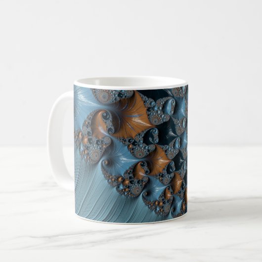 Zuidwestelijke Turquoise Fractal Art Koffiemok (Voorkant links)