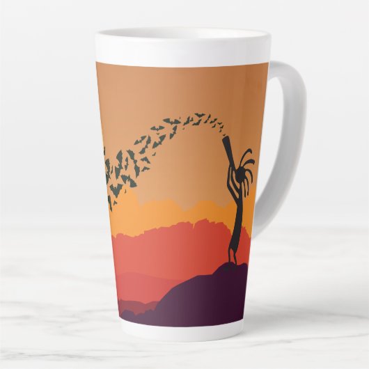 Zuidwestelijke vleermuizen Moon Kokopelli Latte Mok (Rechterhoek)