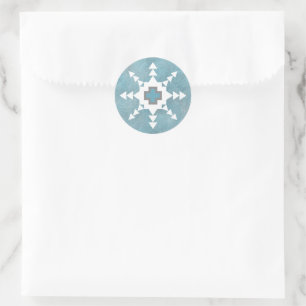 Zuidwestelijke winter-sneeuwvlokken blauw en wit ronde sticker