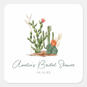 Zuidwestelijke Woestijn Cactus Bruidsdouche Aangep Vierkante Sticker