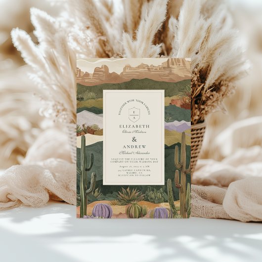 Zuidwestelijke Woestijn Cactus Landschap Wedding Kaart