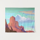 Zuidwestelijke woestijn met bergen minimalistische wandkleed (Voorkant (horizontaal))