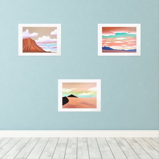 Zuidwestelijke woestijn minimalistische kunst muurkunst sets (Houten vloer)