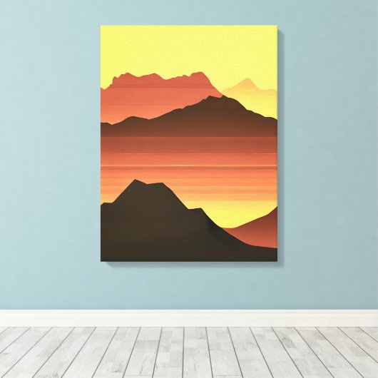 Zuidwestelijke woestijn zonsondergang met bergen canvas afdruk (Insitu (Houten vloer))