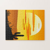 Zuidwestelijke woestijn Zonsondergang met Cactus Legpuzzel (Horizontaal)