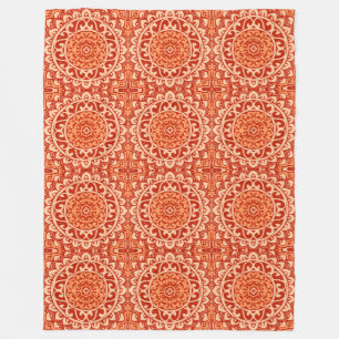 Zuidwestelijke Zon Mandala Batik, Koraal Oranje Fleece Deken