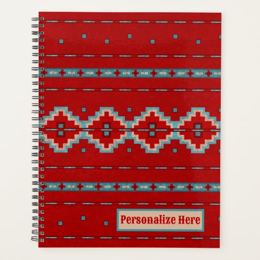 Zuidwesten Mesas rood en turquoise gepersonaliseer Planner (Voorkant)