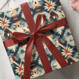 Zuidwesten Modern Blauw Adobe-Patroon Cadeaupapier