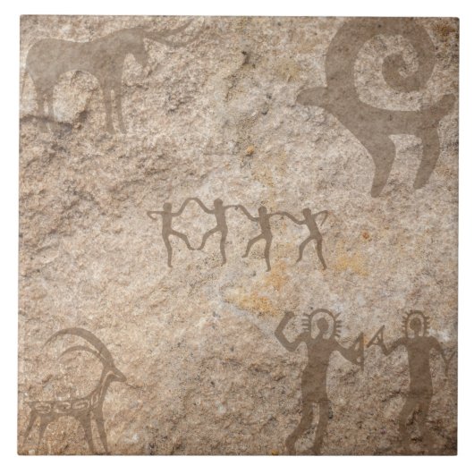 Zuidwesten Petroglyph Native Amerikaanse Keramisch Tegeltje (Voorkant)