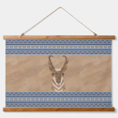 Zuidwesten Pronghorn Antelope Head Blue Borders Hangend Wandkleed (Voorkant)
