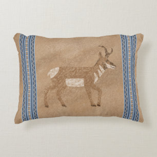 Zuidwesten Pronghorn Wandelen Antelope Blue Border Accent Kussen