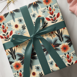 Zuidwesten rustieke bloemenblues verbrand Sinaasap Cadeaupapier