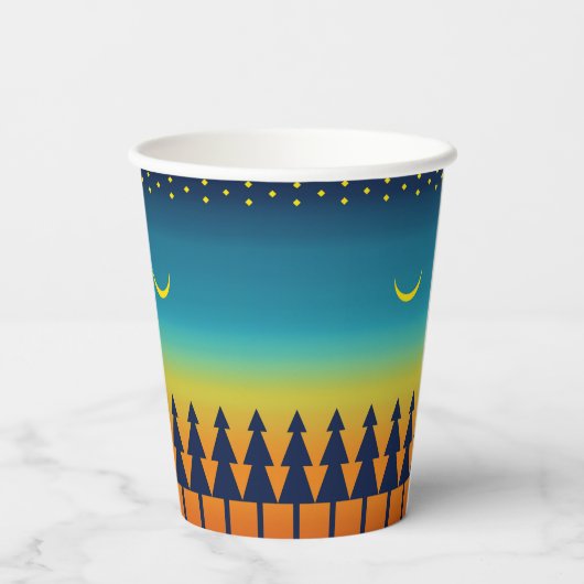 Zuidwesten Sunset Pines en Moon Design Papieren Bekers (Achterkant)