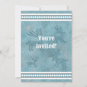 Zuidwesten Winter Herten Blauw Flat Vakantie uitno Feestdagenkaart