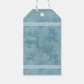 Zuidwesten Winter Herten en dennen Blauw Cadeaulabel (Voorkant)