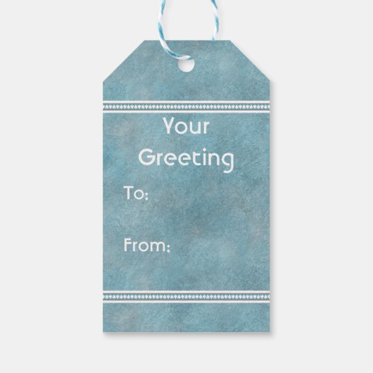 Zuidwesten Winter Herten en dennen Blauw Cadeaulabel (Achterkant)