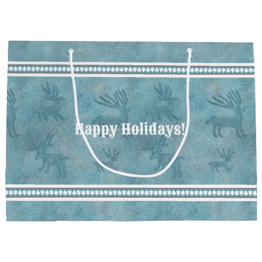 Zuidwesten Winter Herten en Geometrische dennen Bl Groot Cadeauzakje (Achterkant)