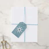 Zuidwesten Winter Sneeuwvlok Blauw en Wit Cadeaulabel (Met Touw)