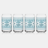 Zuidwesten Winter Sneeuwvlokken Blauw en Wit Blikvorm Glas (Links)