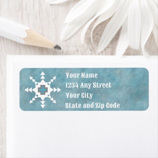 Zuidwesten Winter Sneeuwvlokken Blauw Wit Terug Etiket (Insitu)