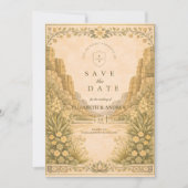 Zuidwesterse Woestijn Bloemige Bruiloft Save The Date (Voorkant)