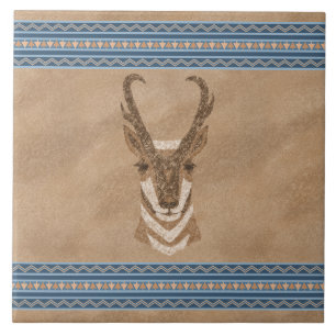 Zuidwestpronghorn Antelope met geometrische grens Tegeltje