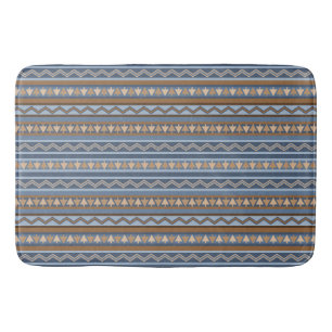 Zuidweststijl Blauw en Bruin Geometrisch Patroon Badmat