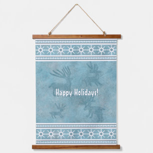 Zuidweststijl winterthema gepersonaliseerd blauw hangend wandkleed