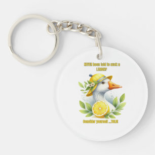 Zuig een citroen, grappige sassy goose sleutelhang sleutelhanger