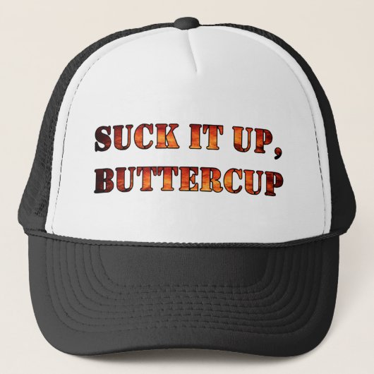 zuig hem op buttercup trucker pet (Voorkant)