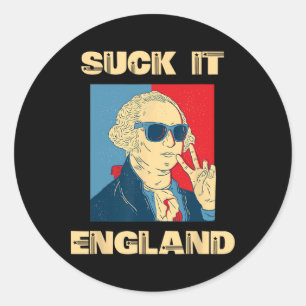 Zuig het Engeland George Washington Grappig 4 juli Ronde Sticker