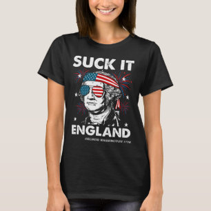 Zuig-het Engeland Grappig 4 juli T-shirt George-wa
